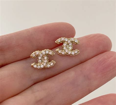 chanel earrings gold crystal|authentic chanel cc logo earrings.